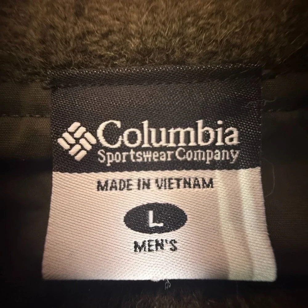 Columbia 1/4 Zip Wool Blend Sweater Mens Large Black Mock Neck Shoulder Pocket